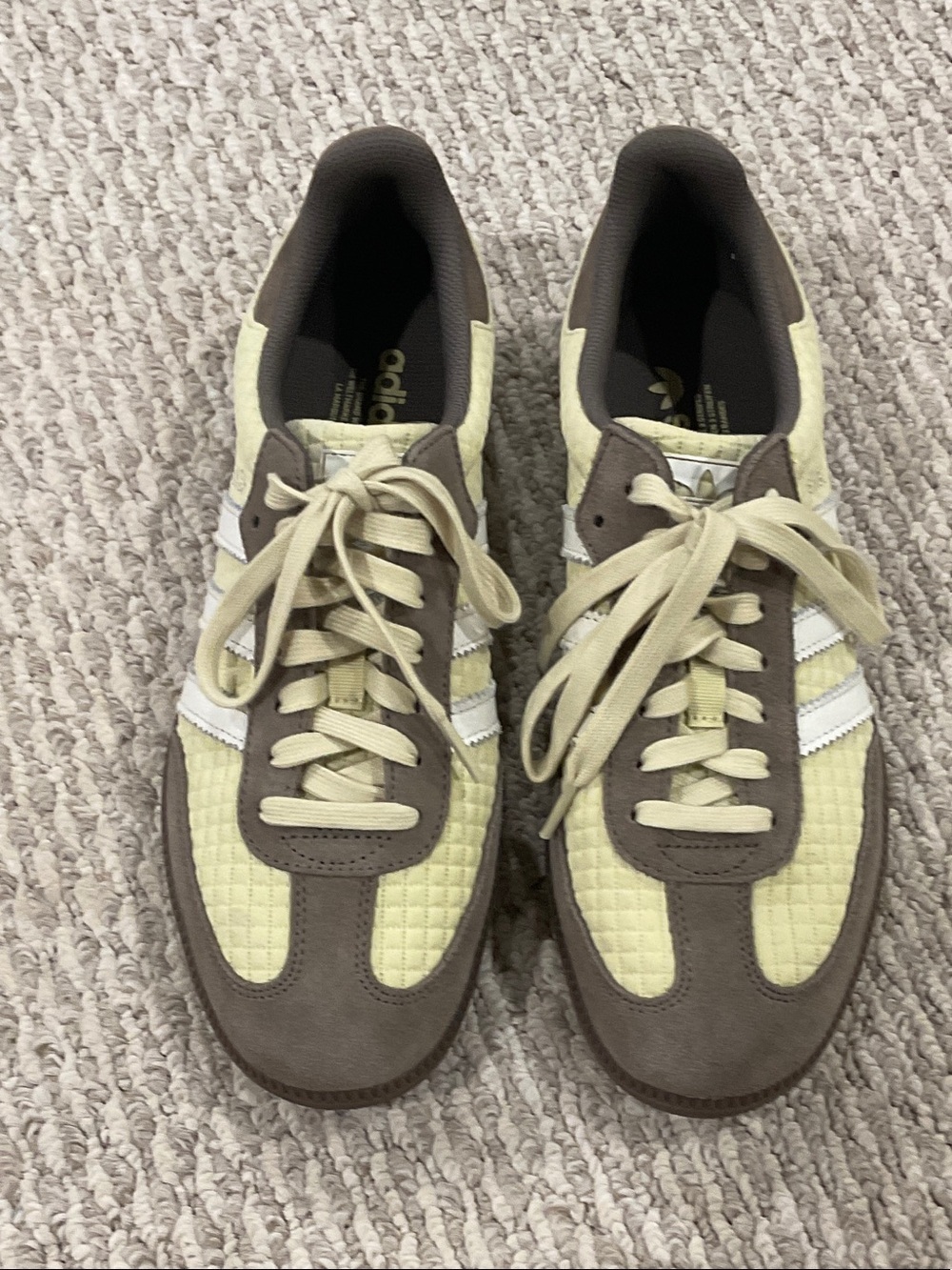 adidas Low-Profile Athletic Sneakers in Cream and Brown
